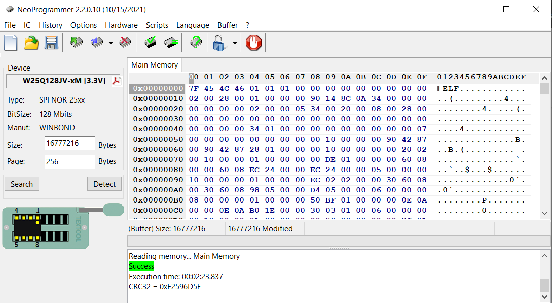 Reading chip firmware with the device programmer